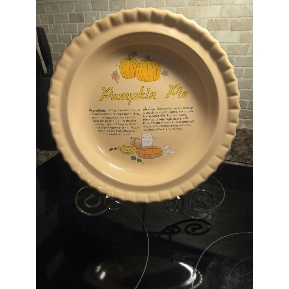 Vintage Ceramic Pumpkin Pie Recipe Plate